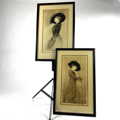 1302 Pair of French Aquatint/Drypoint Signed Drian Etienne Adrien (1885-1961) Portraits