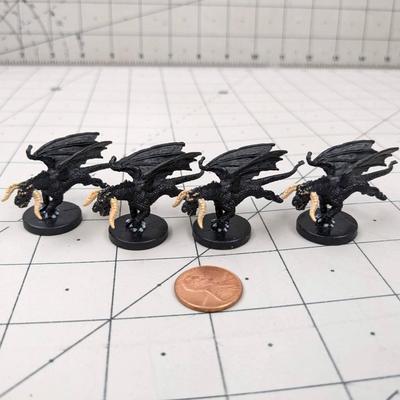 #621 DND Figures: Four Small Black Dragons