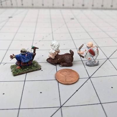 #644 Hand Painted Metal Figures: Wizard, Angel Archer and Minotar