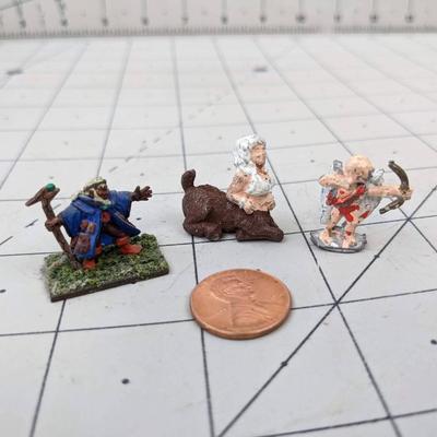 #644 Hand Painted Metal Figures: Wizard, Angel Archer and Minotar