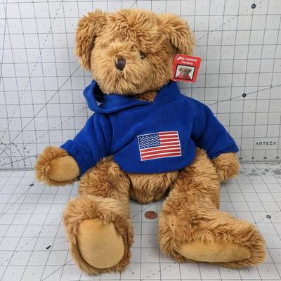 #687 Blue American Flag Sweatshirt Teddy Bear