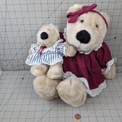 #712 Vintage Commonwealth Plush Mama Bear and Baby