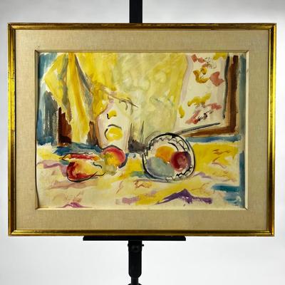 1304 Mid Century â€˜58 Signed Original Watercolor of Table Scape