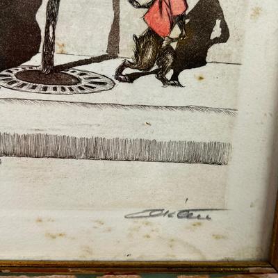 1307 Russian Hand Colored Etching Illustrationâ€™s â€œDirt Dogs In Parisâ€ Signed Boris Oâ€™Klein (1893-1985)