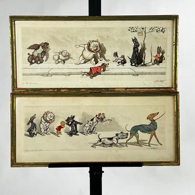 1307 Russian Hand Colored Etching Illustrationâ€™s â€œDirt Dogs In Parisâ€ Signed Boris Oâ€™Klein (1893-1985)