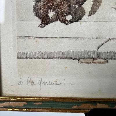 1307 Russian Hand Colored Etching Illustrationâ€™s â€œDirt Dogs In Parisâ€ Signed Boris Oâ€™Klein (1893-1985)