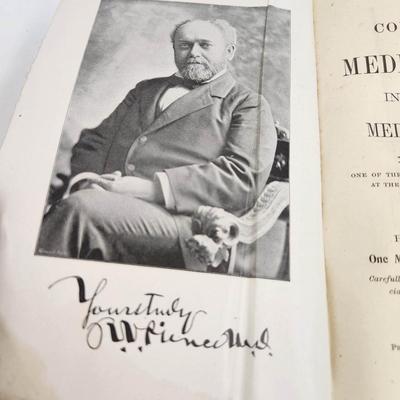 1895 THE PEOPLES COMMON SENSE MEDICAL ADVISOR IN PLAIN ENGLISH BY RV PIERCE MD - SIGNED BY AUTHOR - HARDBACK BOOK