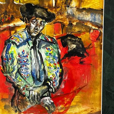 1309 Original Oil Painting of Bull Fight Daniel Mistrik