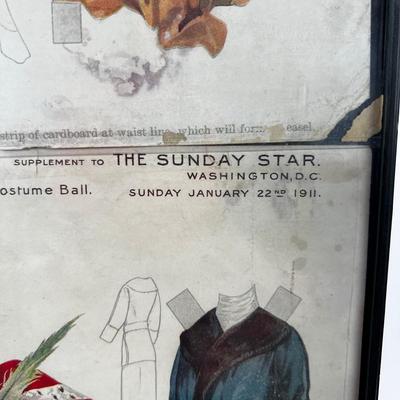 1310 Framed Set of Pollyâ€™s Paper Playmates from The Sunday Star Washington D.C. 1911