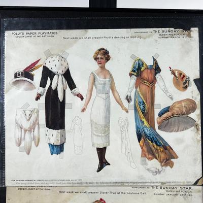 1310 Framed Set of Pollyâ€™s Paper Playmates from The Sunday Star Washington D.C. 1911