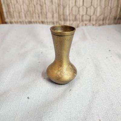SMALL ETCHED BRASS VASE