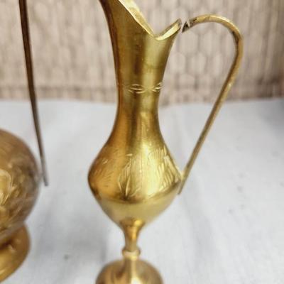 2 BEAUTIFUL ORNATE ETCHED BRASS PITCHERS - SEE DESCRIPTION