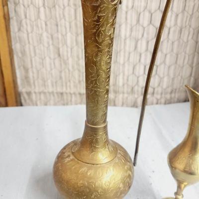2 BEAUTIFUL ORNATE ETCHED BRASS PITCHERS - SEE DESCRIPTION