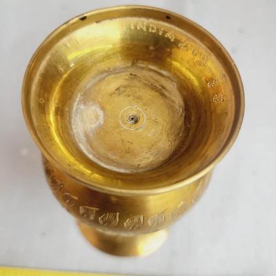 2 ORNATE ETCHED BRASS VASES