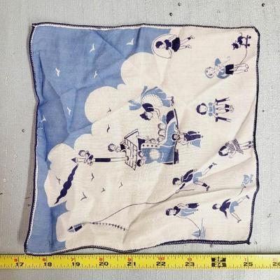 VINTAGE NURSEY RHYMES  OLD MOTHER HUBBARD HANDKERCHIEF