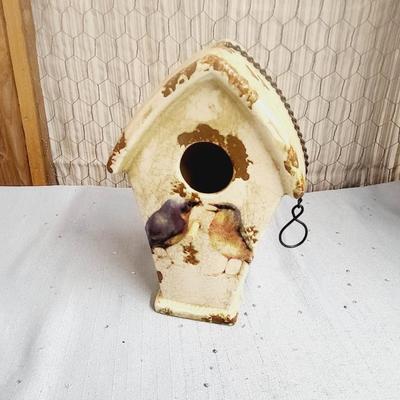 VINTAGE CERAMIC BIRD HOUSE WITH CHAIN