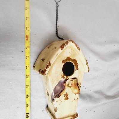VINTAGE CERAMIC BIRD HOUSE WITH CHAIN