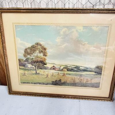 VINTAGE FRAMED FARMHOUSE PRINT