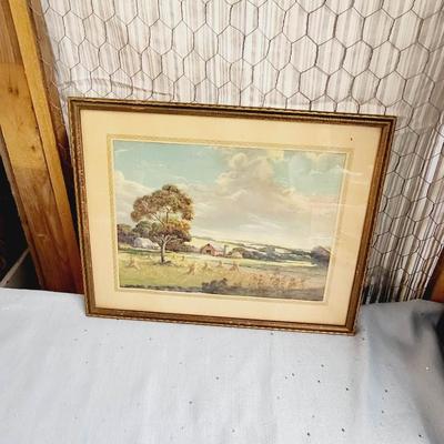 VINTAGE FRAMED FARMHOUSE PRINT