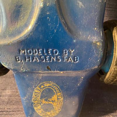 Rare Lionstone Porcelain Race Car Whiskey Decanter