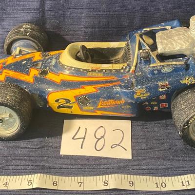 Rare Lionstone Porcelain Race Car Whiskey Decanter