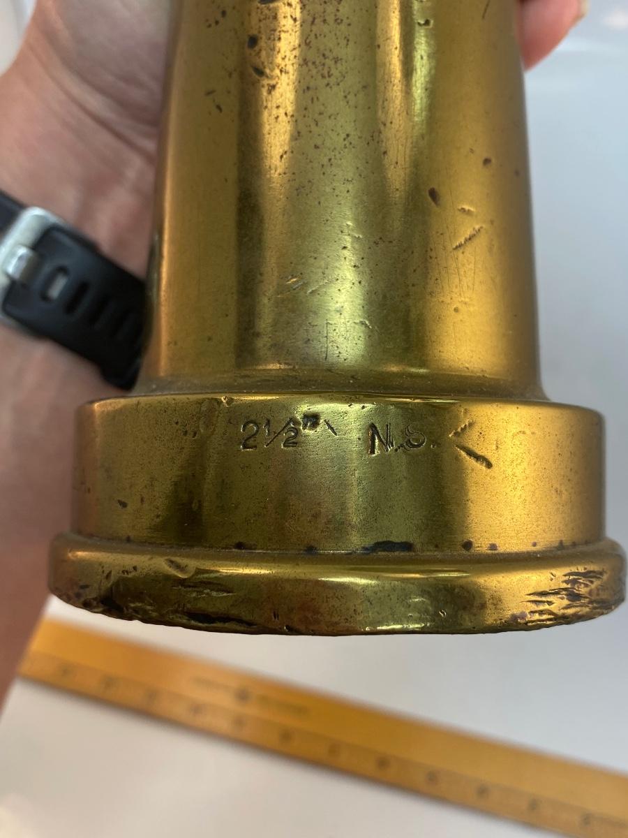 Large Vintage Solid Brass Fire Hose Screw On Nozzle W.D. Allen MFG Co 2