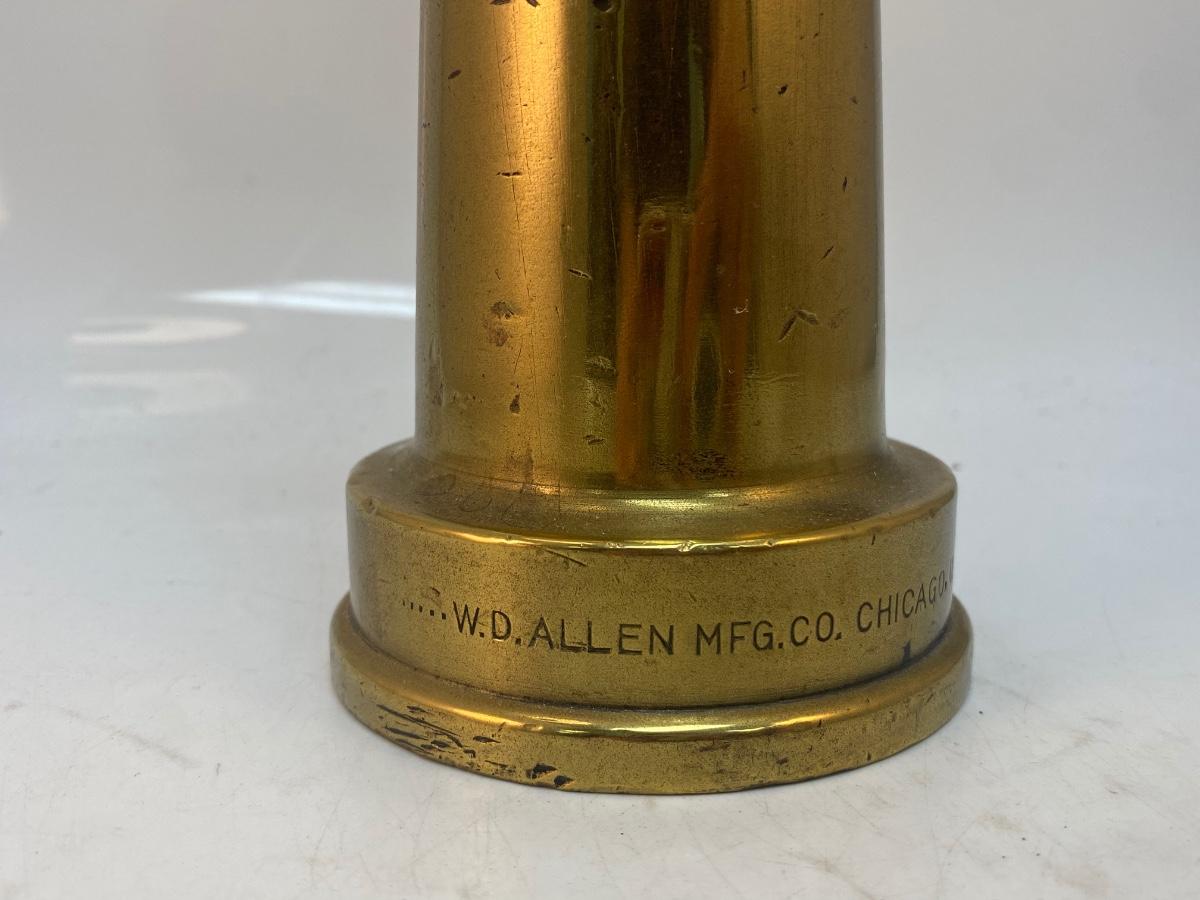 Large Vintage Solid Brass Fire Hose Screw On Nozzle W.D. Allen MFG Co 2