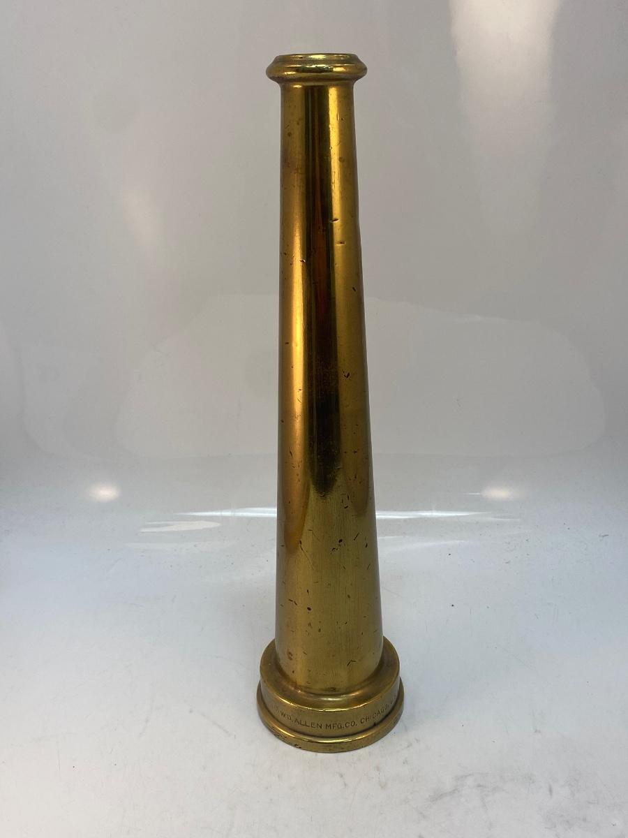 Large Vintage Solid Brass Fire Hose Screw On Nozzle W.D. Allen MFG Co 2