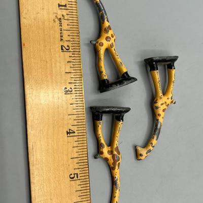 Small Hand Painted South African Metal Figurines Jungle Giraffe Animal Decor