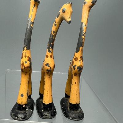 Small Hand Painted South African Metal Figurines Jungle Giraffe Animal Decor