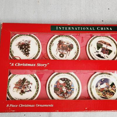 INTERNATIONAL CHINA "A CHRISTMAS STORY" PORCELAIN ORNAMENTS