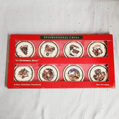 INTERNATIONAL CHINA "A CHRISTMAS STORY" PORCELAIN ORNAMENTS