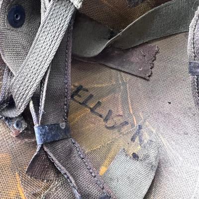 Original 1980s Iraq US Army Military Steel Helmet Liner hand cut metal over rim