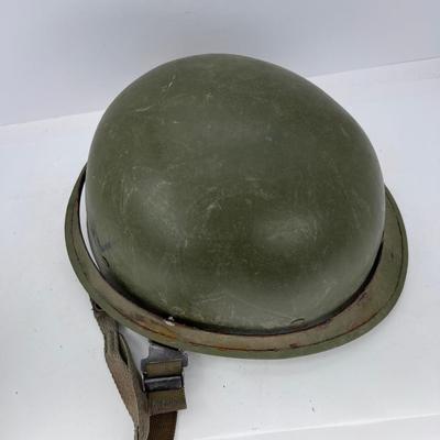 Original 1980s Iraq US Army Military Steel Helmet Liner hand cut metal over rim