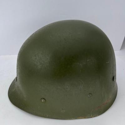Original 1970s US Army Military M1 Steel Helmet Liner 8" high marked no straps
