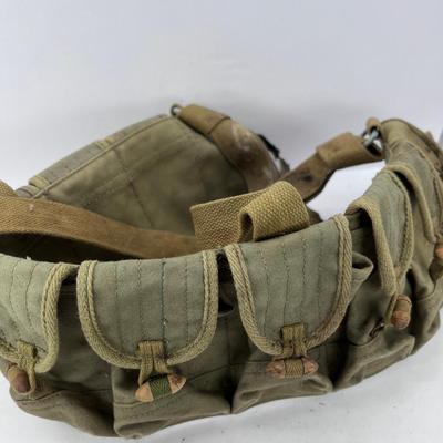 Vintage Chinese Army WWII Ammo Belt 7.8 Canvas