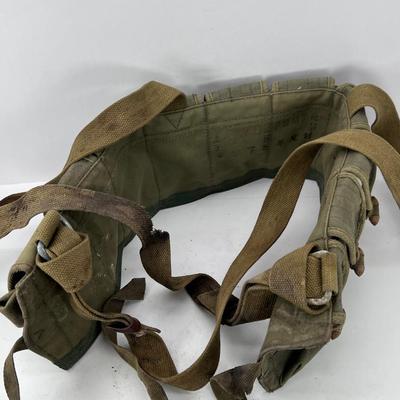 Vintage Chinese Army WWII Ammo Belt 7.8 Canvas