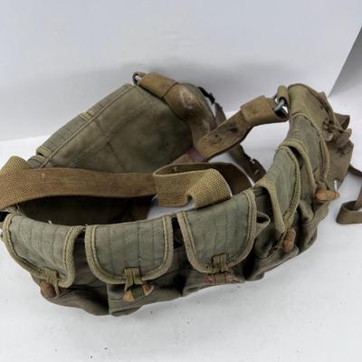 Vintage Chinese Army WWII Ammo Belt 7.8 Canvas