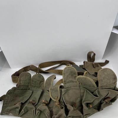 Vintage Chinese Army WWII Ammo Belt 7.8 Canvas