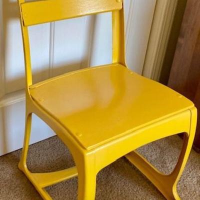 Vintage Yellow School Desk Chair