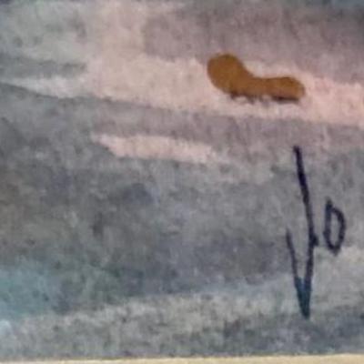 Jo Butler Original Watercolor Raccoons In The Creek