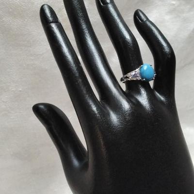 Turquoise and Tanzanite  925 Ring Size 7