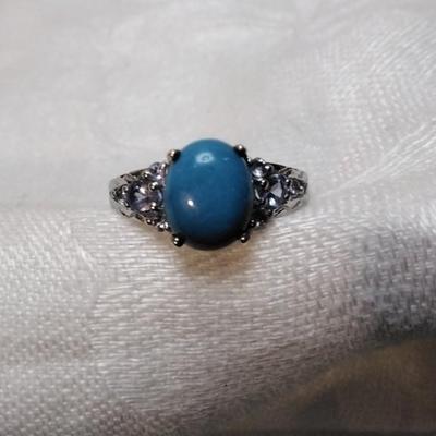 Turquoise and Tanzanite  925 Ring Size 7