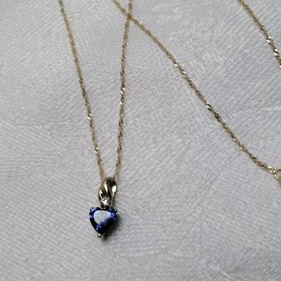 Sapphire and Diamond 10k Necklace