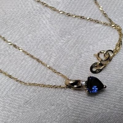 Sapphire and Diamond 10k Necklace