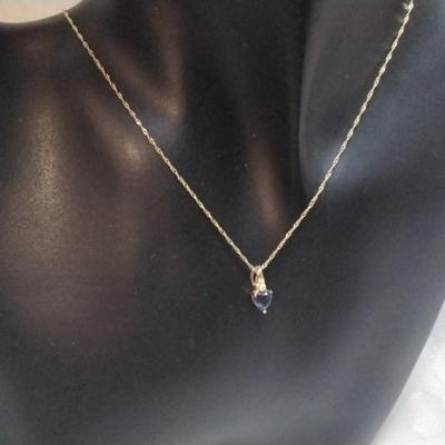 Sapphire and Diamond 10k Necklace