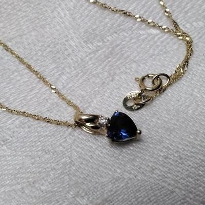 Sapphire and Diamond 10k Necklace