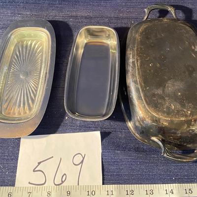 Stainless Butter Dish And Metal Tray