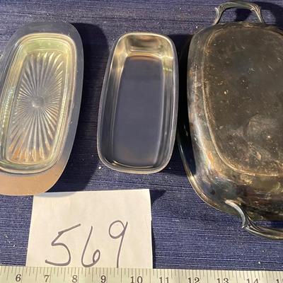 Stainless Butter Dish And Metal Tray