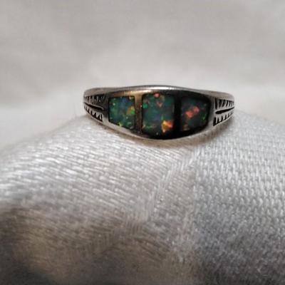 Pale Blue Opal 925 Ring Size 8